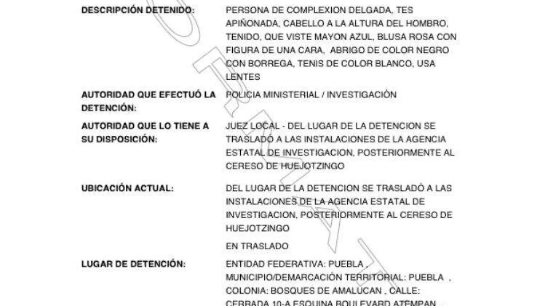 reporte del Registro Nacional de Detenciones (RND)